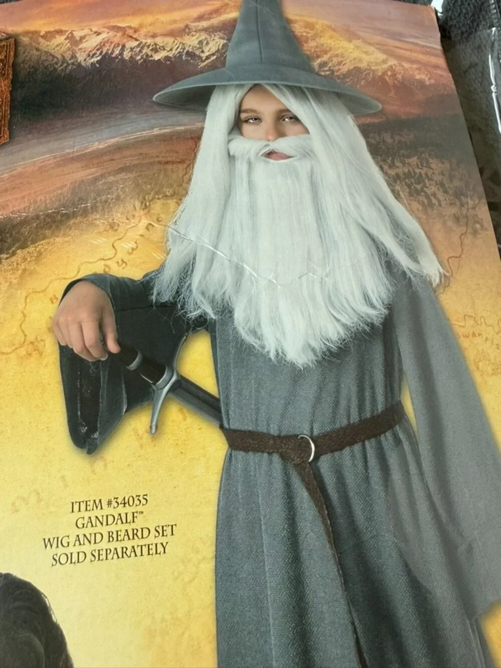 Rubies Gandalf Child L 8-10 Costume Halloween The Hobbit Wizard Beard Kid Boy